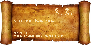 Kreiner Kaplony névjegykártya